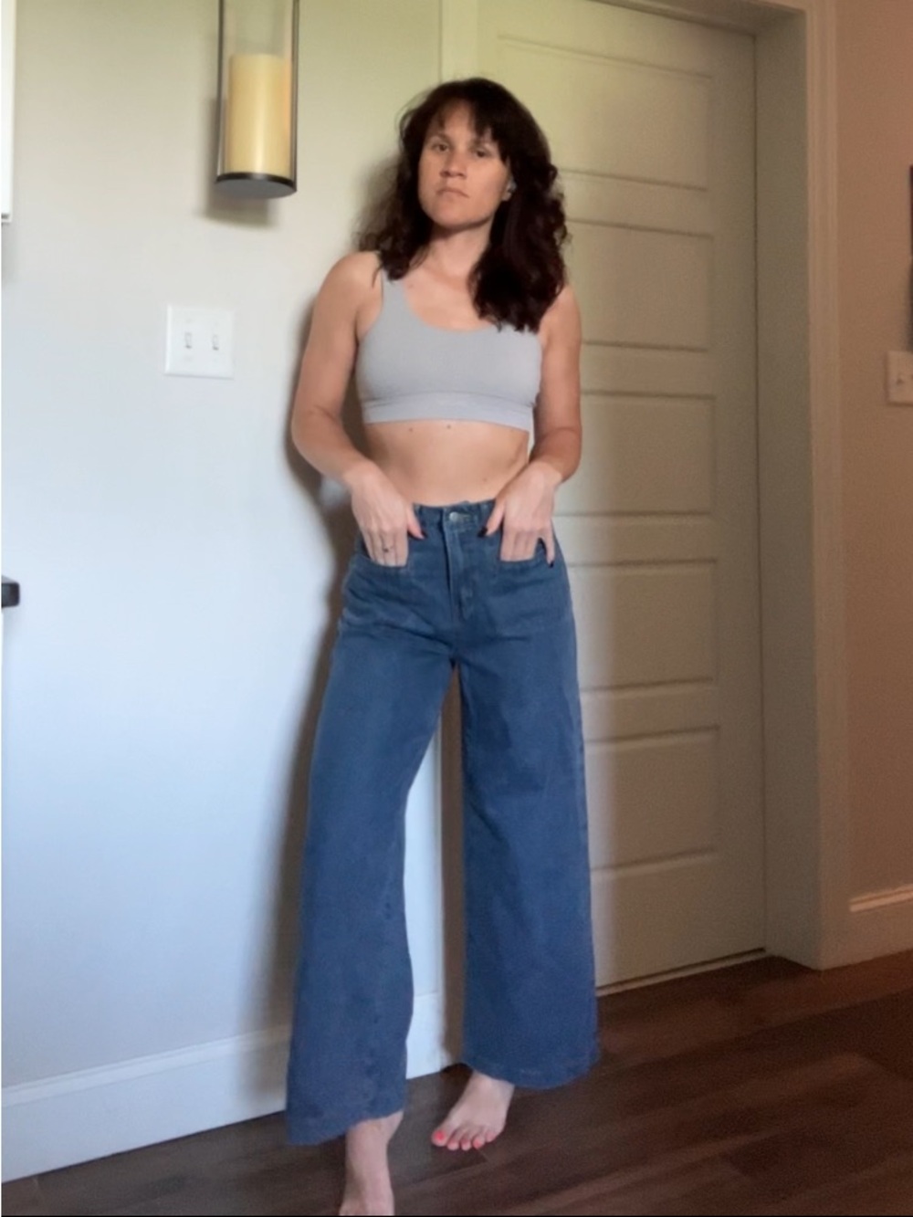 SHEIN Mid-Rise Wide-Leg Jeans in Blue Wash
